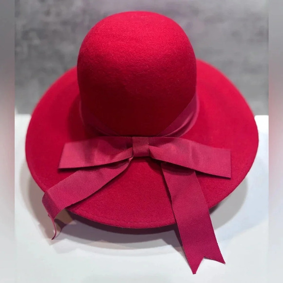 Red 100% Women’s Wool Hat Bonnet Fedora - Picture 2 of 8